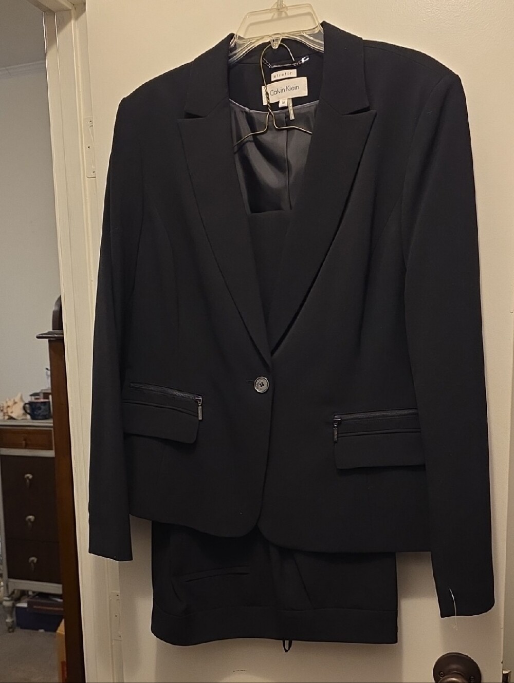 Calvin Klein Black Single-Button Women's 2 Pc Blazer & Pant Suit